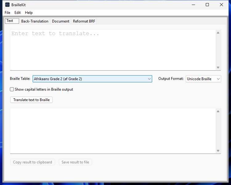 BrailleKit main window on Windows
