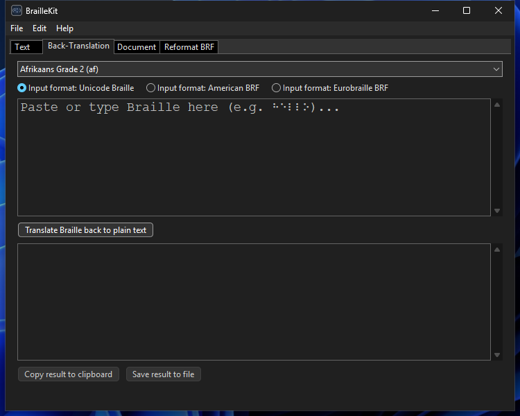 Back-translation on Windows (dark)
