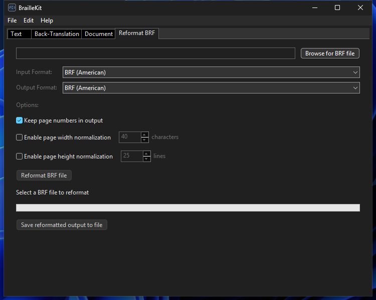 Reformat tab on Windows (dark)