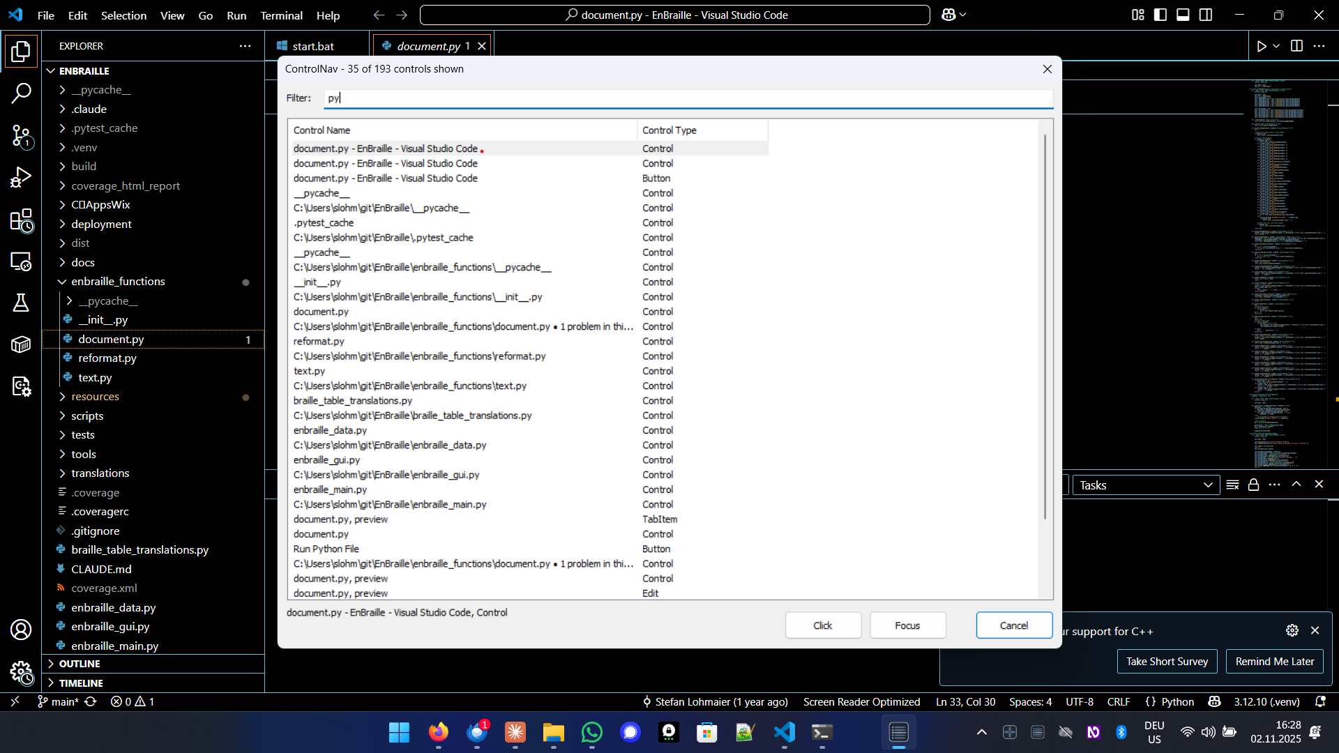 ControlNav showing Notepad controls