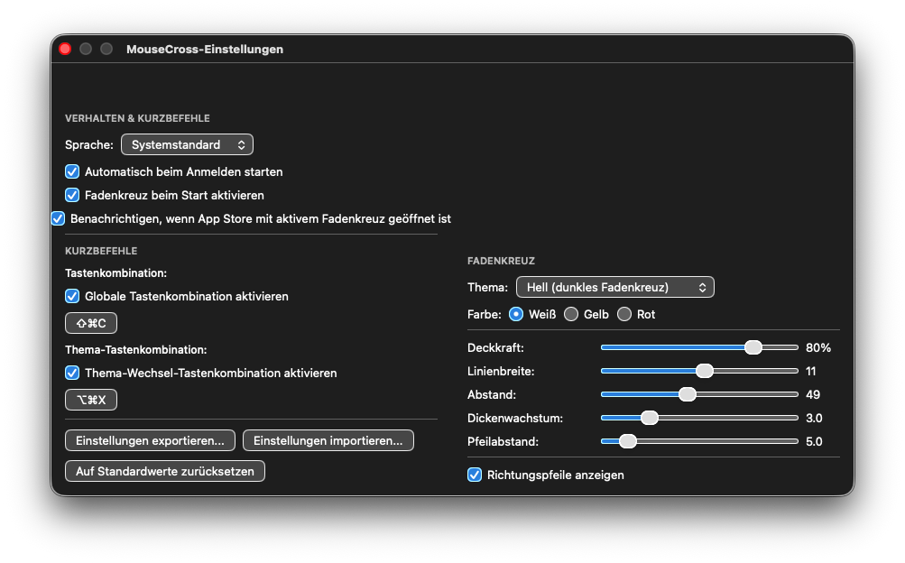 Einstellungsfenster (macOS)