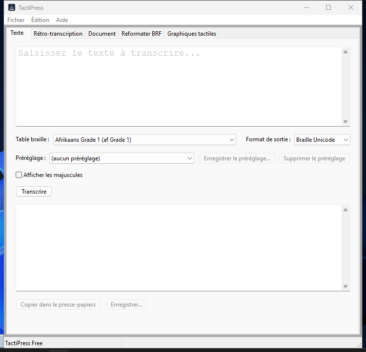 Sélecteur de table (Windows)